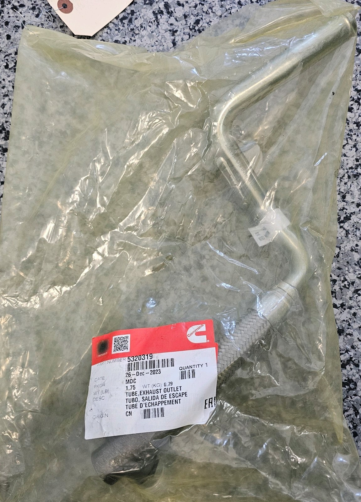 5320319 Brand New Cummins OEM EGR Cooler Coolant Pipe Tube
