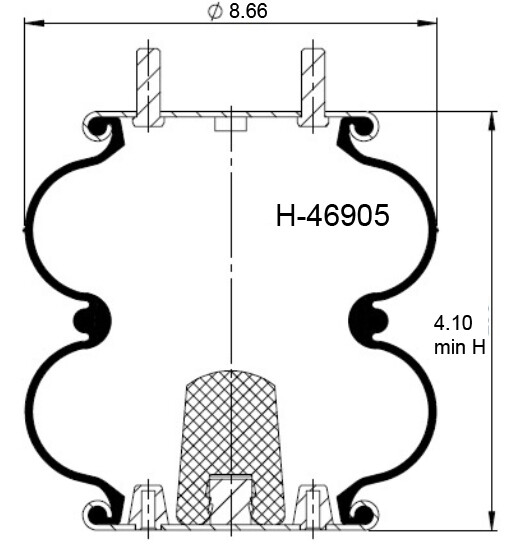 6905 Convoluted Airbag, Air Spring Ref: 2B9-206 FD 200-19 315, W&C AS-0020