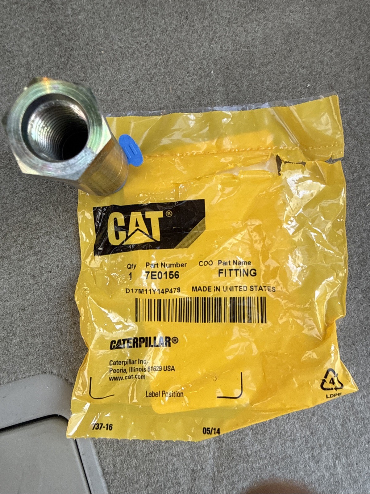 Caterpillar 7E0156 Fitting OEM Original Caterpillar Part