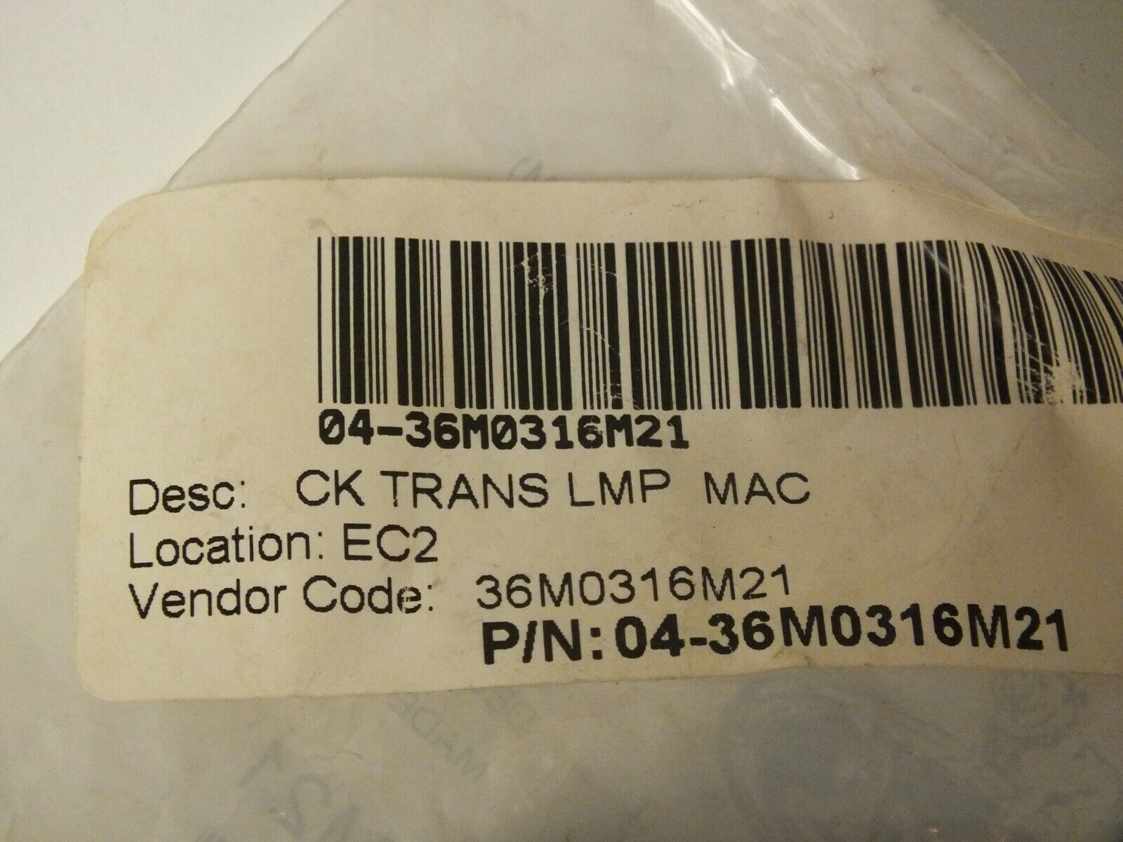 New Genuine OEM Mack Trucks P/N 36M0316M21 CK TRANS LAMP Replacement Part NOS