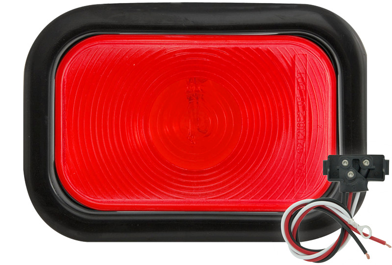 ST34RB Optronics RED RECTANGULAR STOP/TURN/TAIL LIGHT WITH GROMMET, PIGTAIL