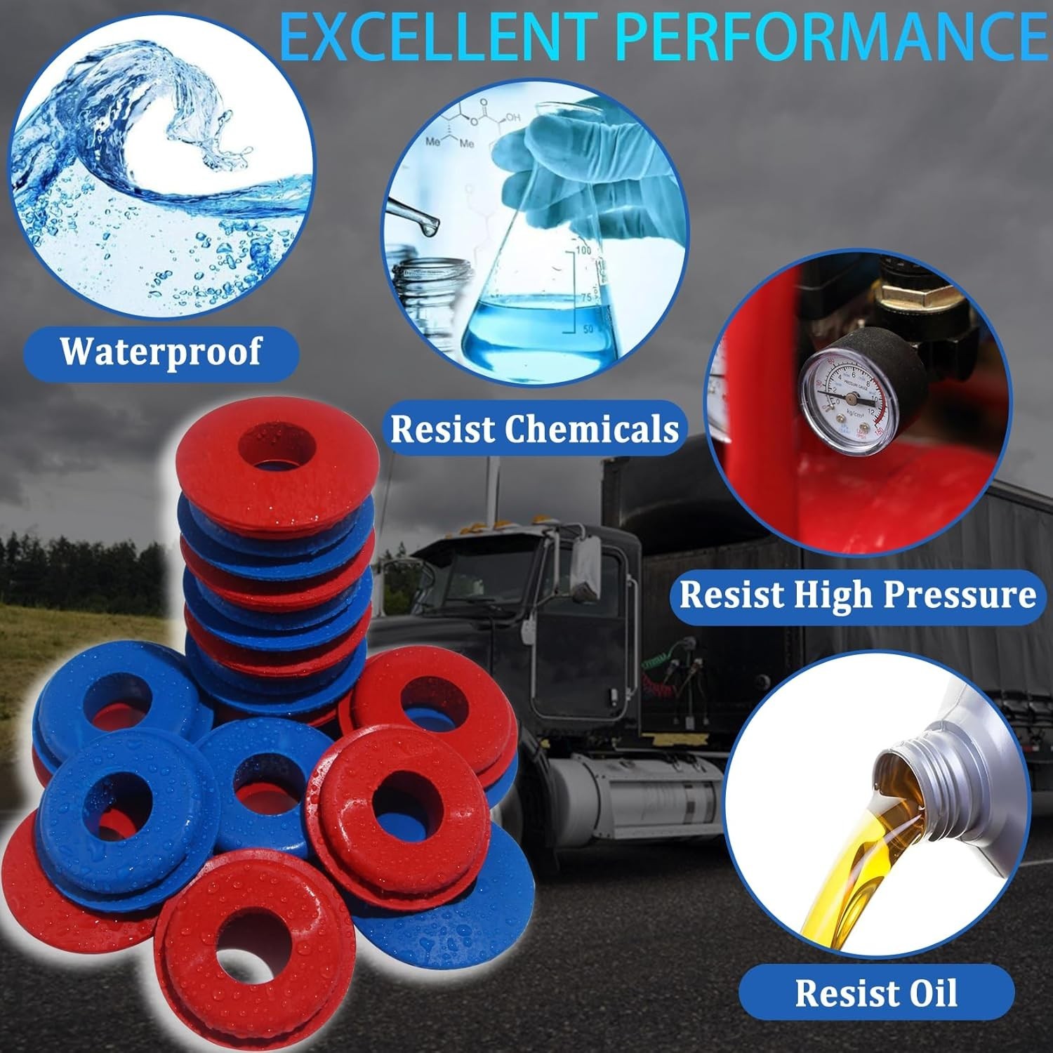 20 Glad Hand Seals Pack – Rubber Grommets for Durable Truck Brake Systems