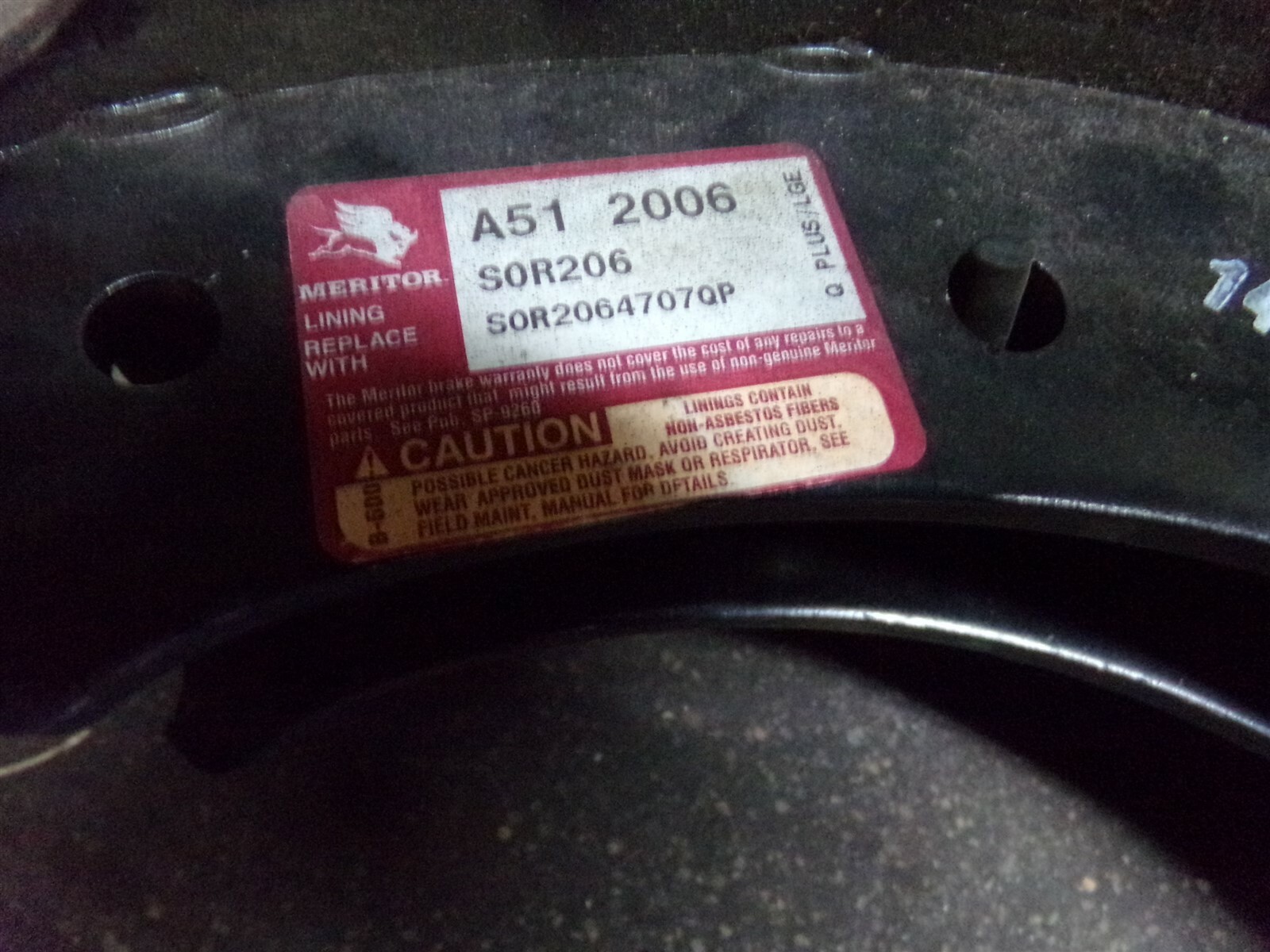 NEW Meritor A51 2006 Brake Assembly SOR206 Sor2064707QP 3222-A-2003