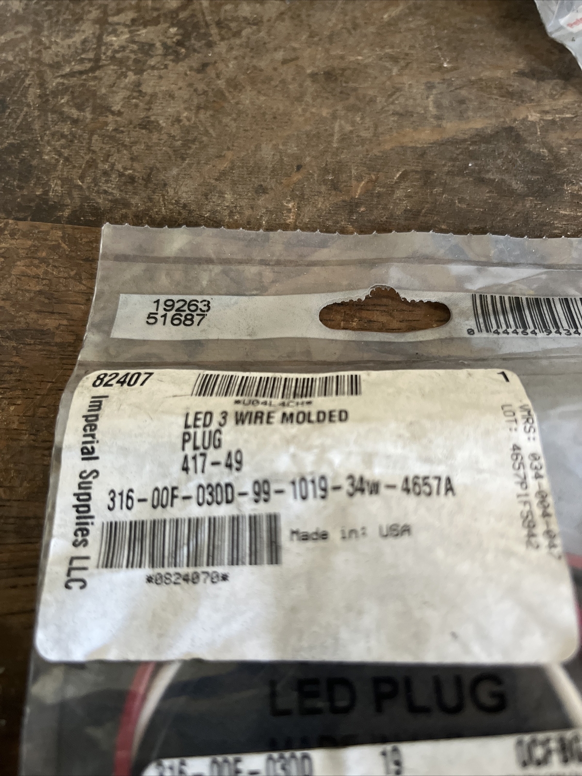 NOS Peterson Manufacturing 417-49 Stop & Tail Plug LED 3-Wire Imperial 82407