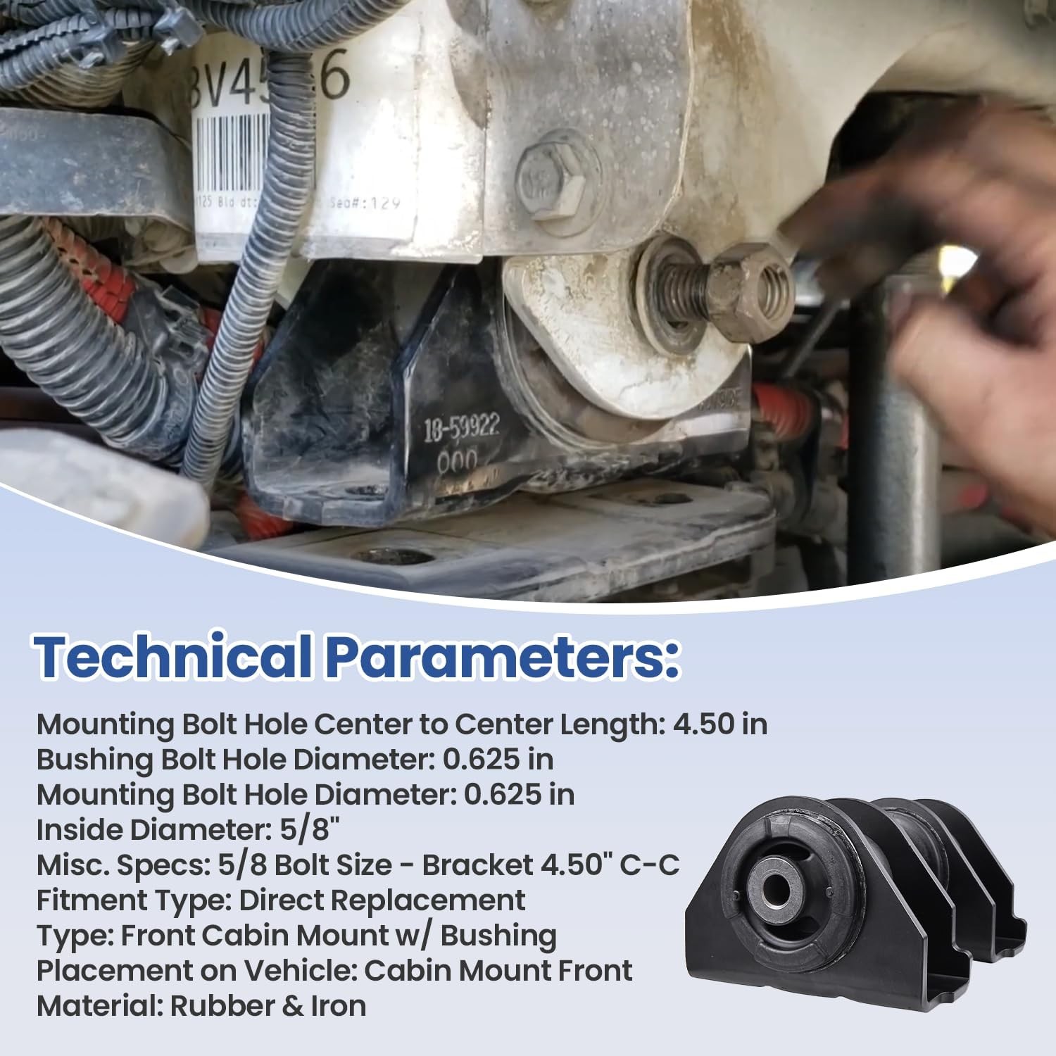 Pairs For Freightliner Front Cab Mount with Bushing Replaces 18-59922-000