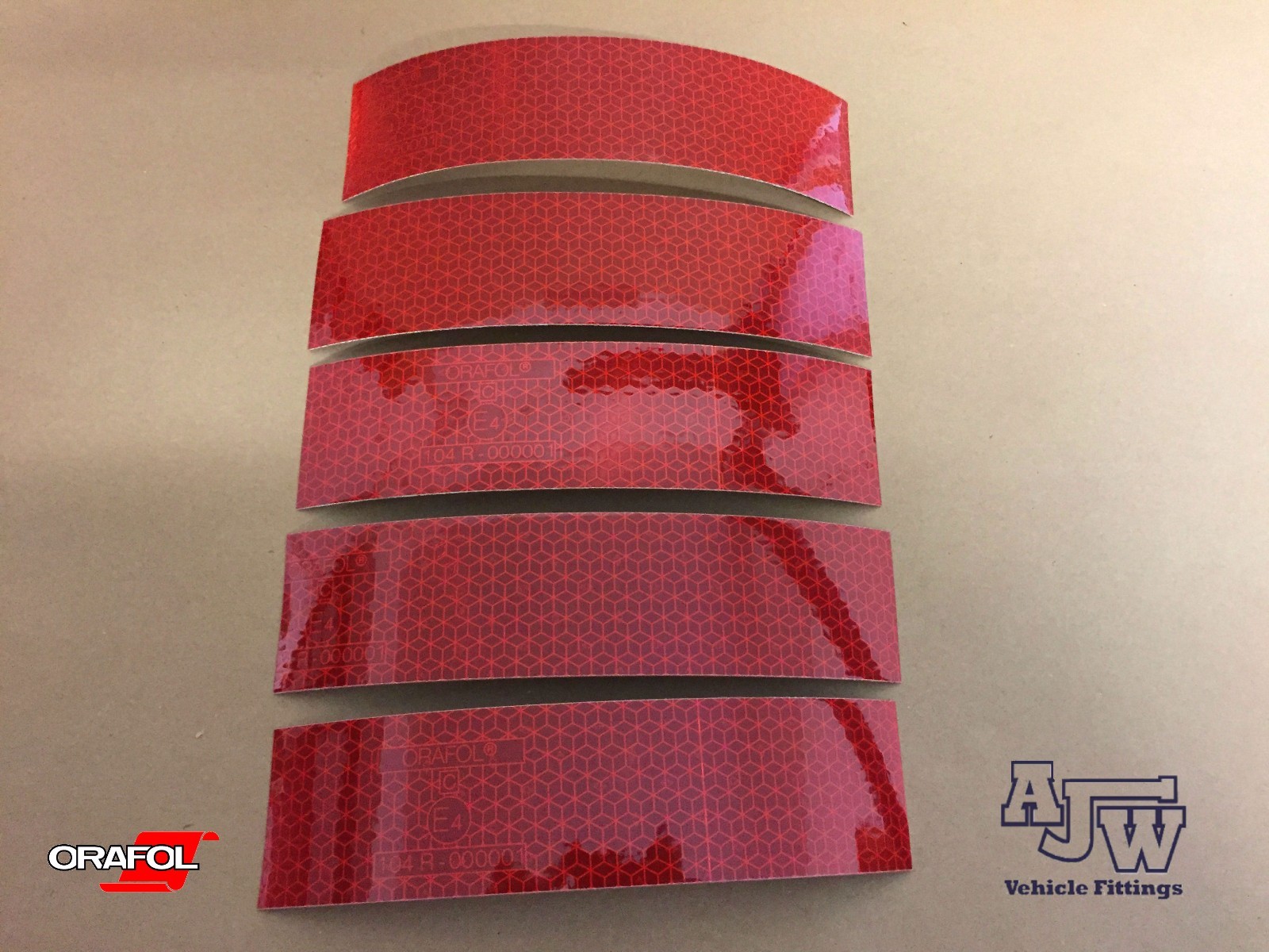 5 X 200MM/50MM RED Reflective Conspicuity Tape ECE104 Truck Lorry ORALITE ORAFOL