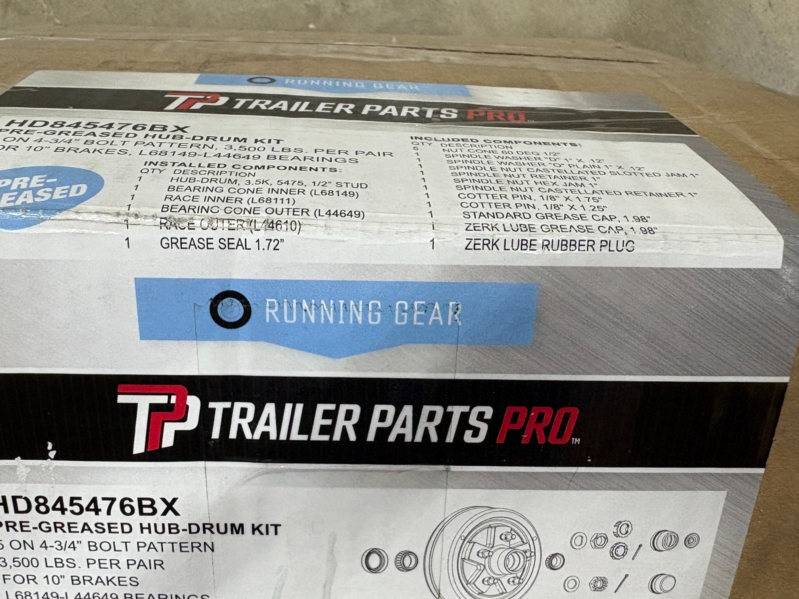 Trailer Parts Pro HD845476BX Redline 5 on 4-3/4″ Bolt Pattern 10″ Hub Drum Kit ^