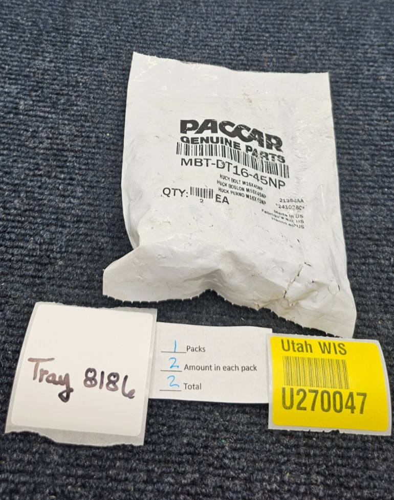 (QTY 2) PACCAR MBT-DT16-45NP Huck Bobtail Bolt 16mm Pin M16 x 45NP