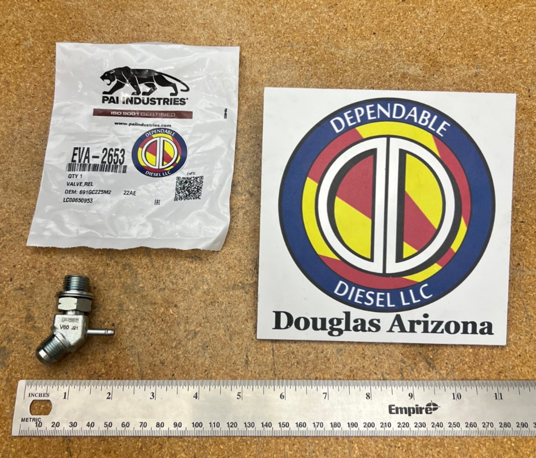 Relief Valve for Mack E7 ETECH ASET. EVA-2653 Ref.# 63AM28, 691GC225M2, 20706354