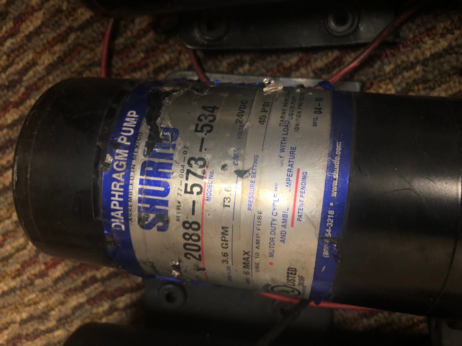 LOT OF 4 SHURFLO 2088-573-534 PREMIUM SURFACE DIAPHRAGM 24VDC PUMPS, AS IS/PARTS
