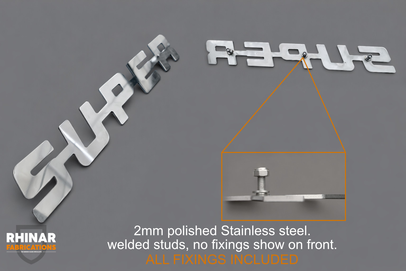 Stainless Steel SCANIA SUPER Grill badge, Front decoration (ALL SERIES) 2mm
