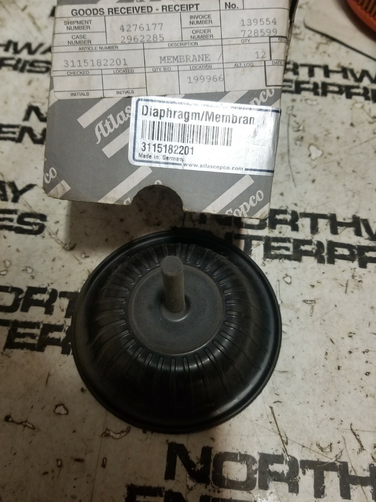 Atlas Copco Rock Drill Machine 3115182201 Diaphragm