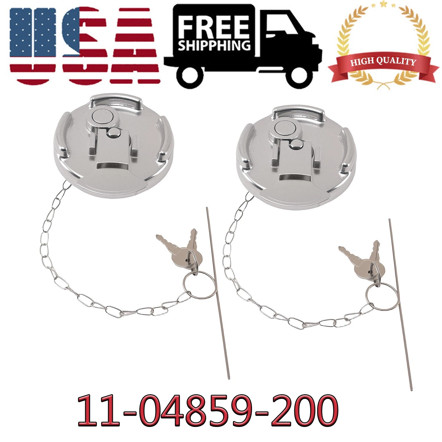 New 2* 600212 Aluminum No Locking Diesel Fuel Caps 11-04859-200 For Peterbilt