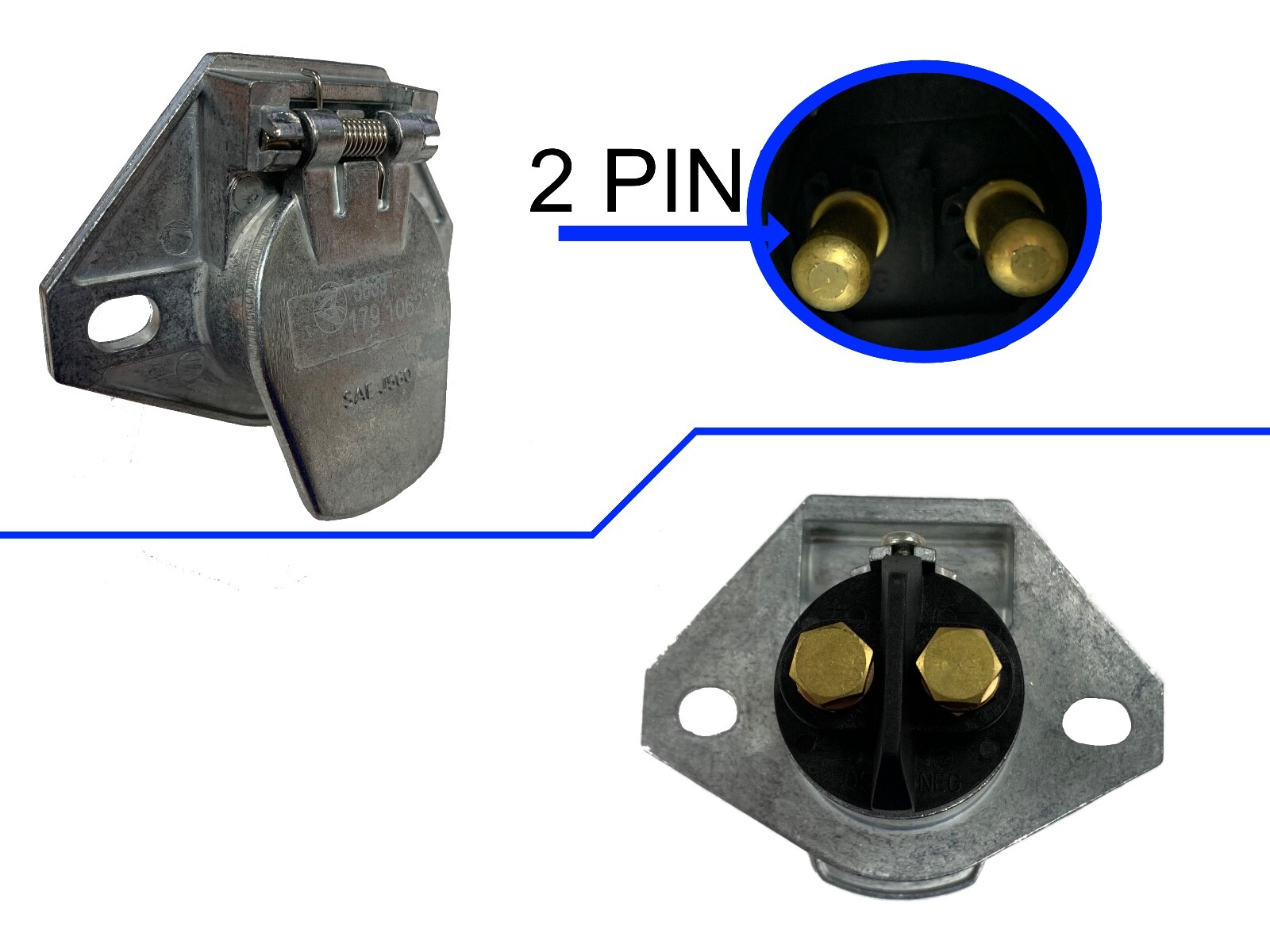 Heavy Duty Dual Pole Socket Horizontal Pins (15-326)