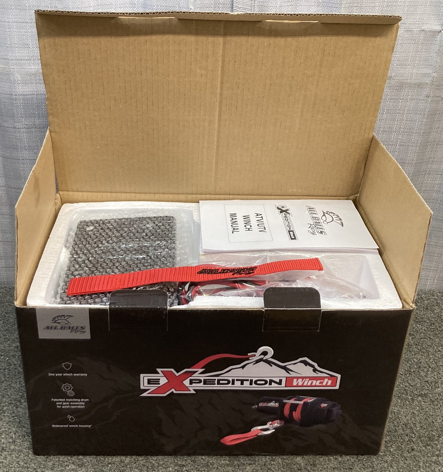New Genuine All Balls 431-01022 Expedition Winch, 3500lb 2-Bolt Steel Cable