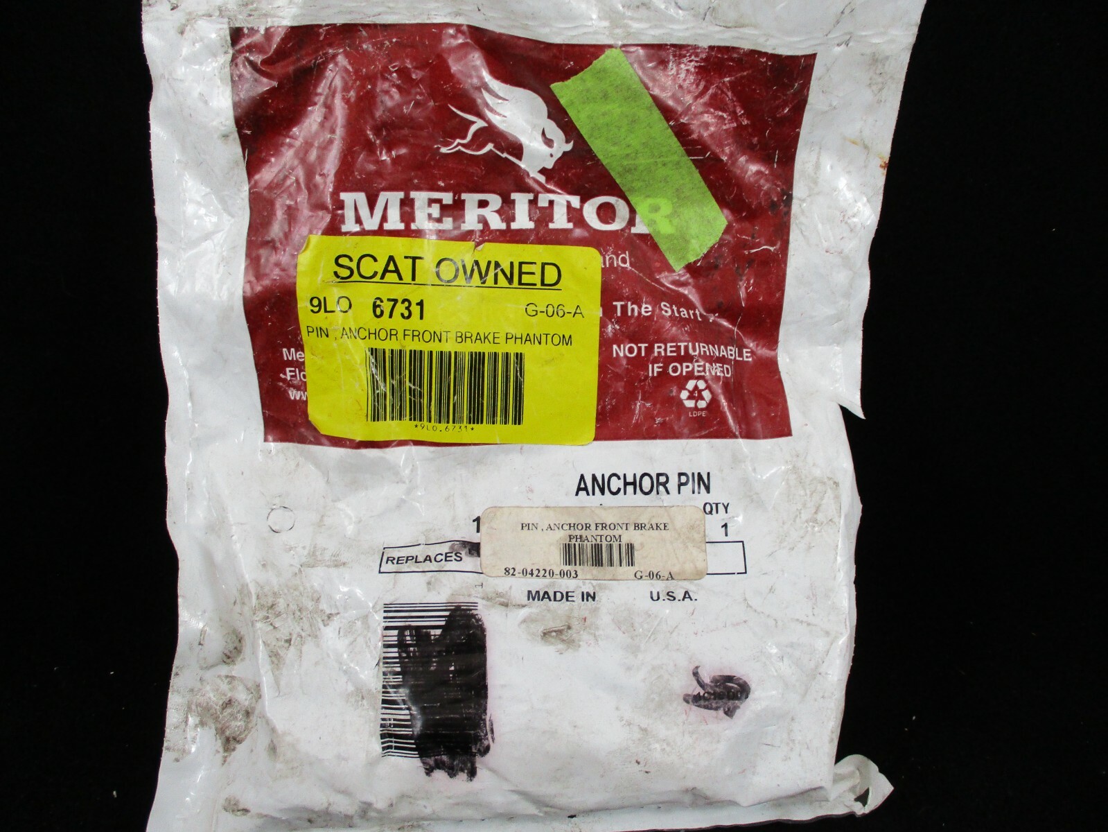 *NEW* MERITOR G-06-A ANCHOR PIN FRONT BRAKE 9LO 6731 *60 DAY WARRANTY*
