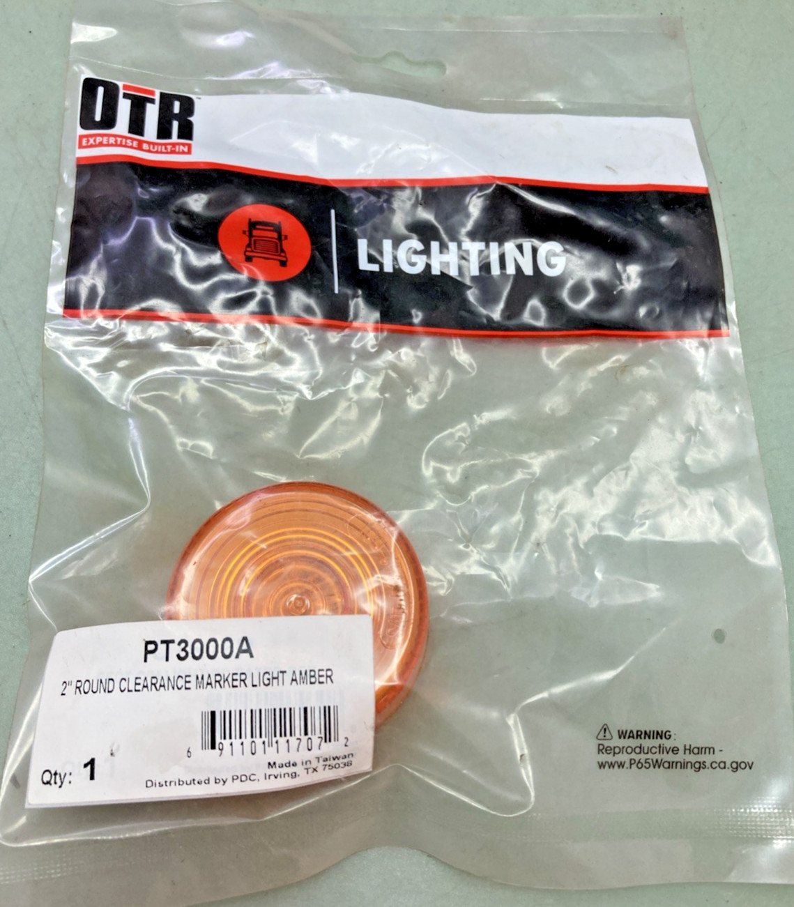 Qty 2 New Genuine OTR PT3000A Round Clearance Marker Light Amber 2″