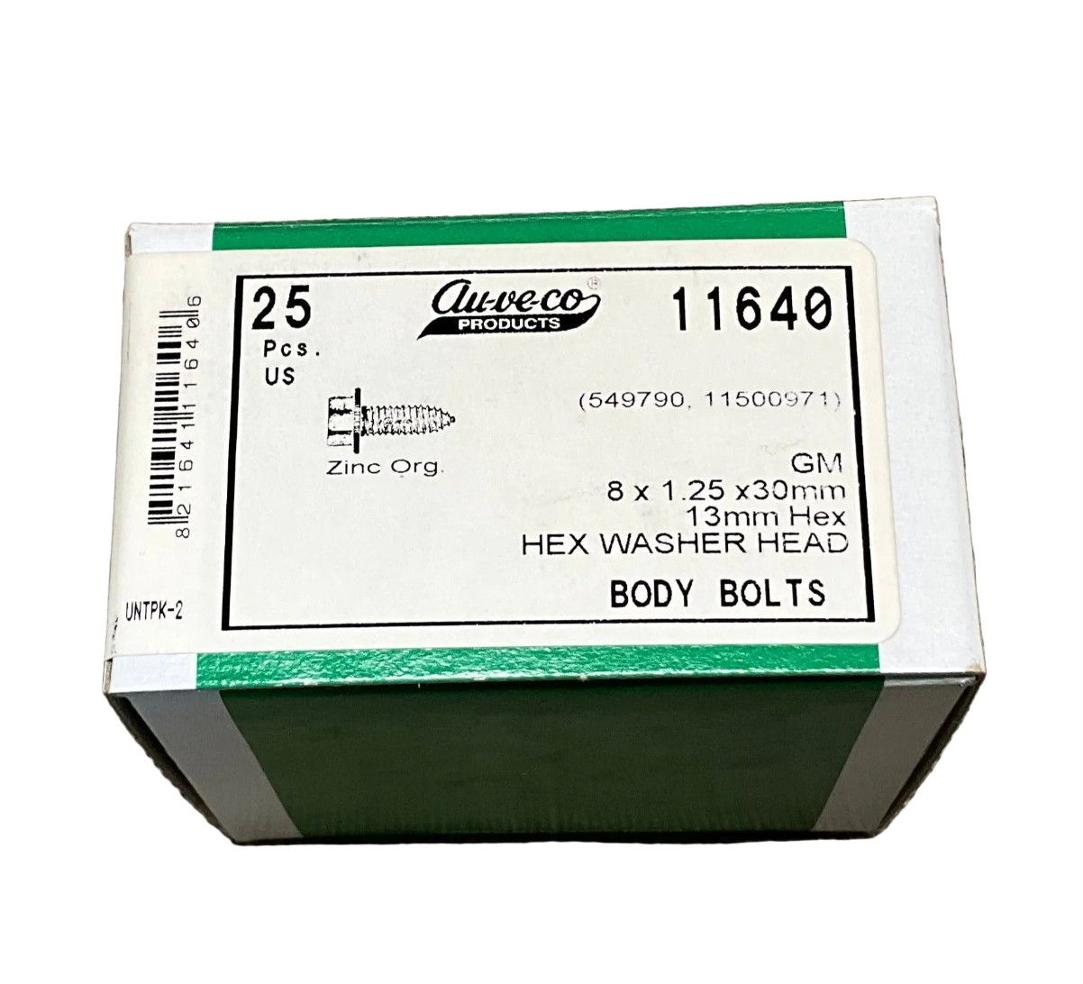 25 Pcs. M8-1.25 X 30mm Hex Washer Head Auveco 11640