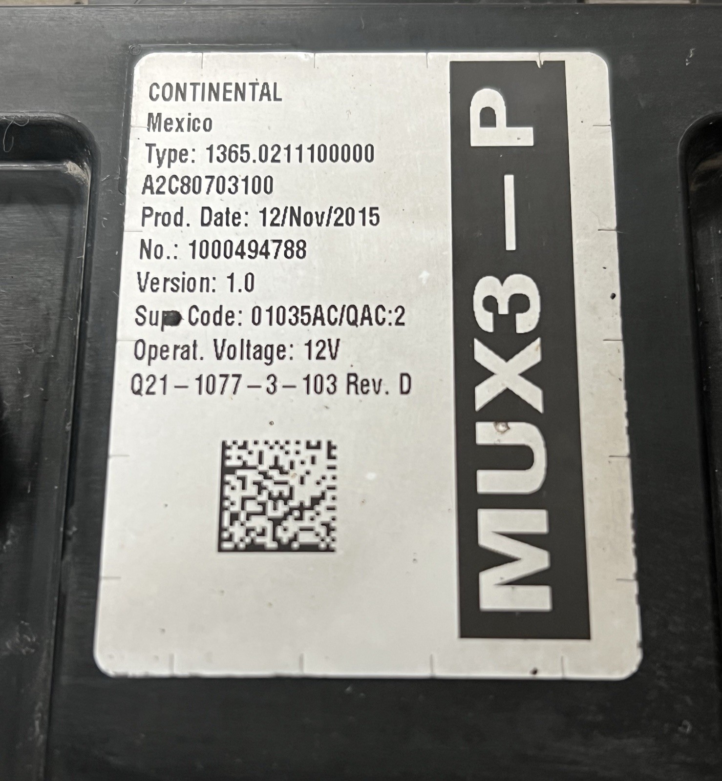 Paccar Continental Chassis Control Module Q21-1077-3-103 (Tag 13180) *RTS*