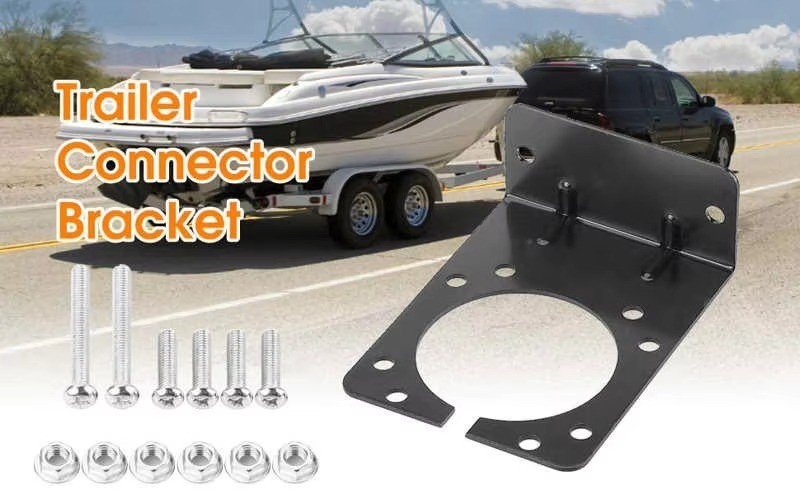 “7-Pin Trailer Connector Bracket – Black Metal Plug Holder, Heavy Duty”