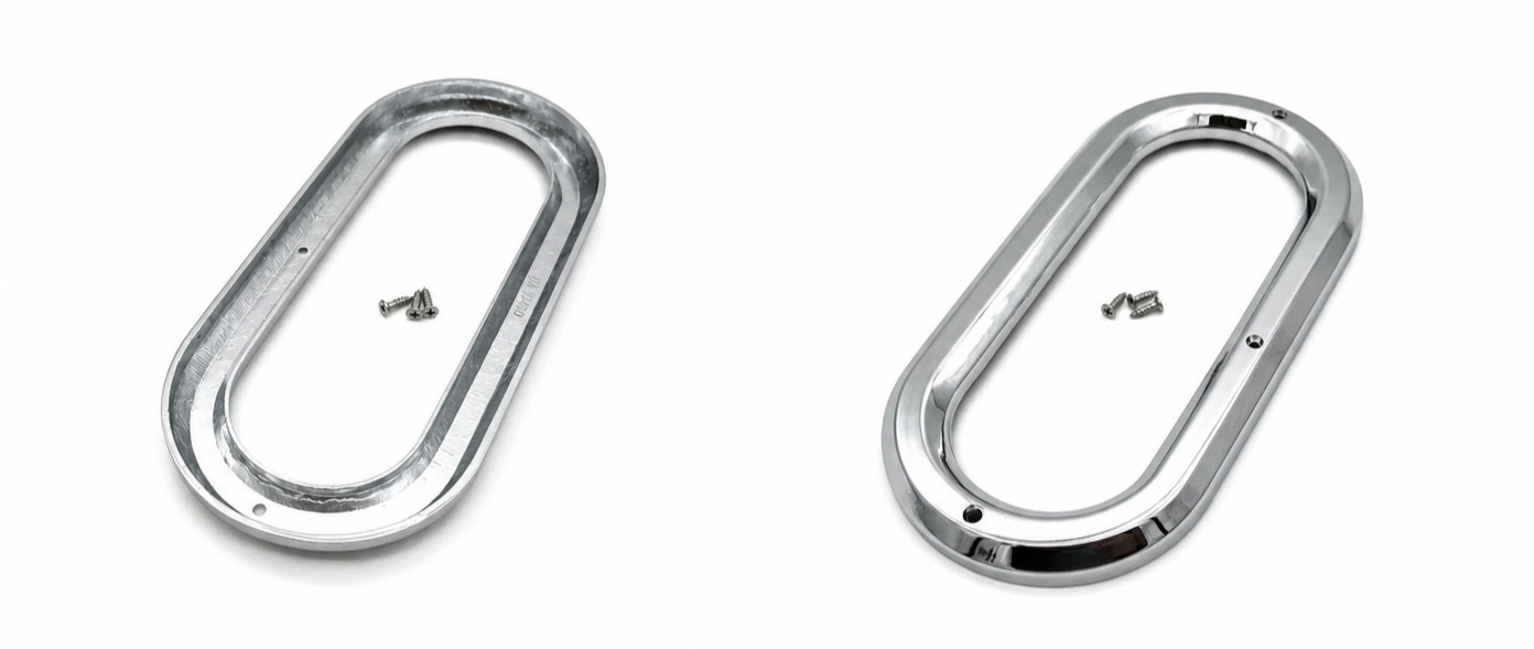 Chrome Oval Light Bezels – 6″ Plastic Semi Truck Trailer – United Pacific QTY 18