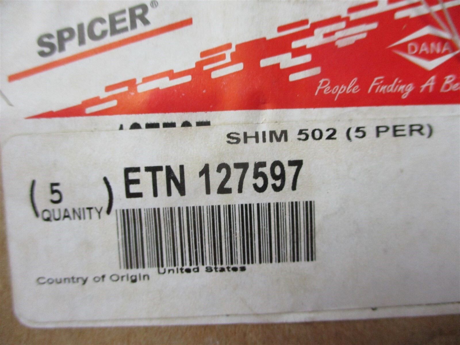 127597 NEW GENUINE EATON DANA SPICER DIFFERENTIAL PINION SHIM .010 FREE SHIPPING