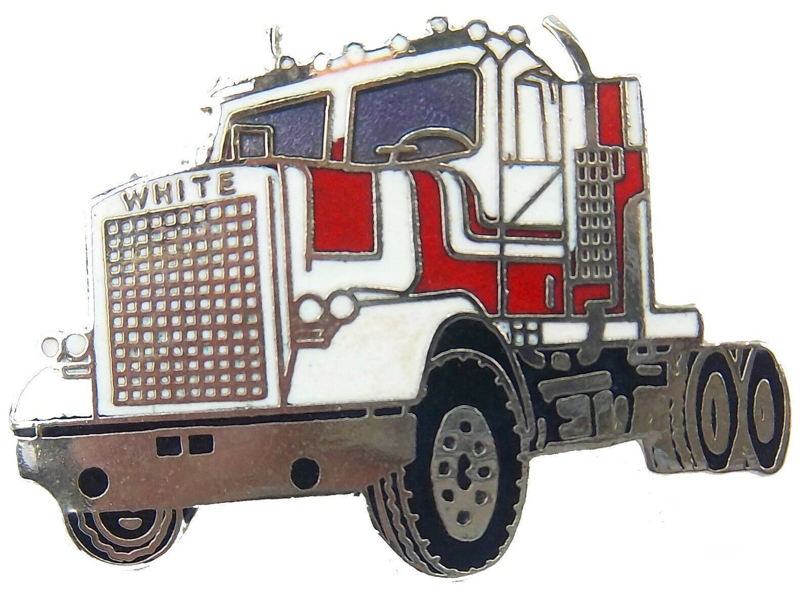 Hat Pin Tie Tack Lapel Pin Semi Truck “White” Stud Mount Painted Metal BJ659-TT