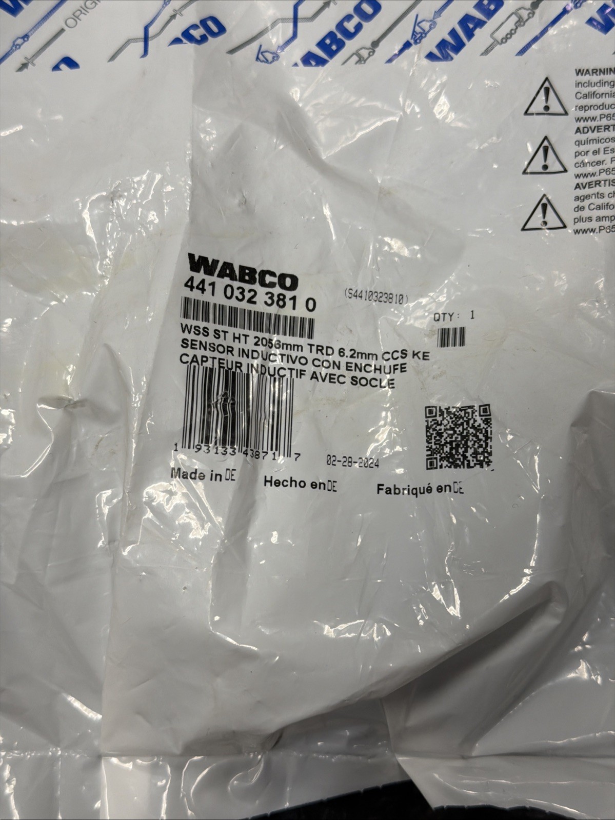 4410323810 ABS WHEEL SPEED SENSOR WABCO OEM WSS ST HT 2056mm TRD CCS KE TRUCK US