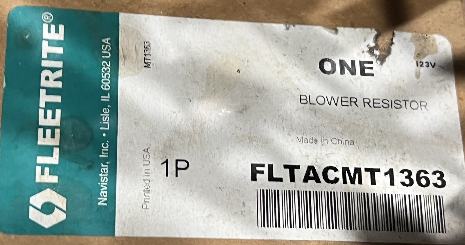 NEW!!! Navistar International FLEETRITE FLTACMT1363 HVAC Blower Motor Resistor