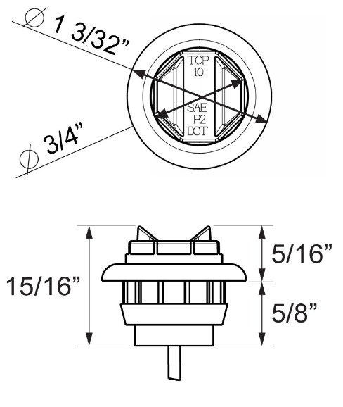 Optronics MCL12RKBP Red LED Marker Clearance Light 3/4” Round / MCL10RKB