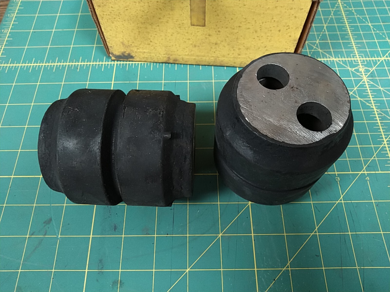 (Lot of 2) Euclid E-1999A Equalizer Bushing 2-Hole, Steel & Rubber