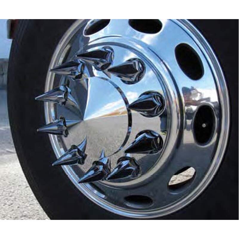 CHROME POINTED AXLE COVER COMBO KIT W/ 33mm SPIKE NUT COVERS & LUGNUT TOOL