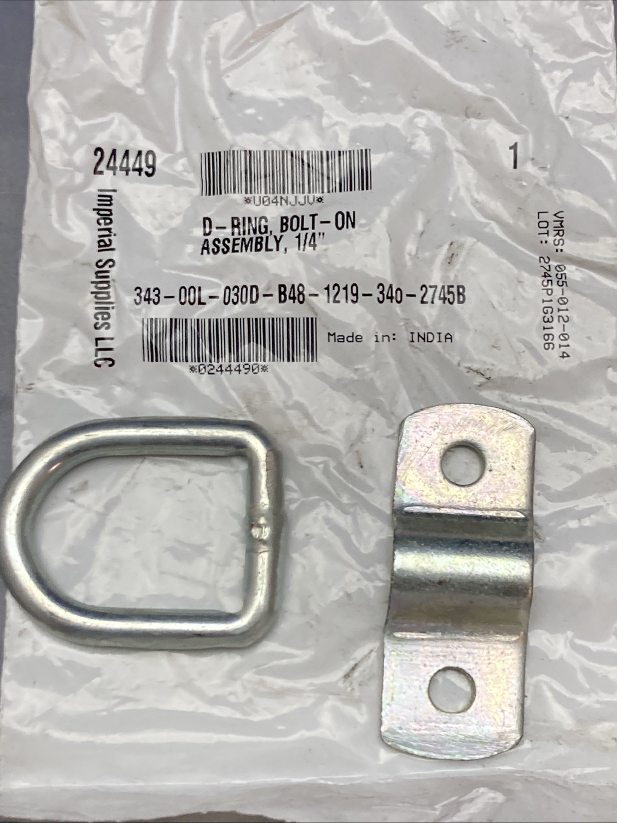 Qty 3 New Genuine Imperial Supplies 24449 D-Ring, Bolt-On Assembly, 1/4″