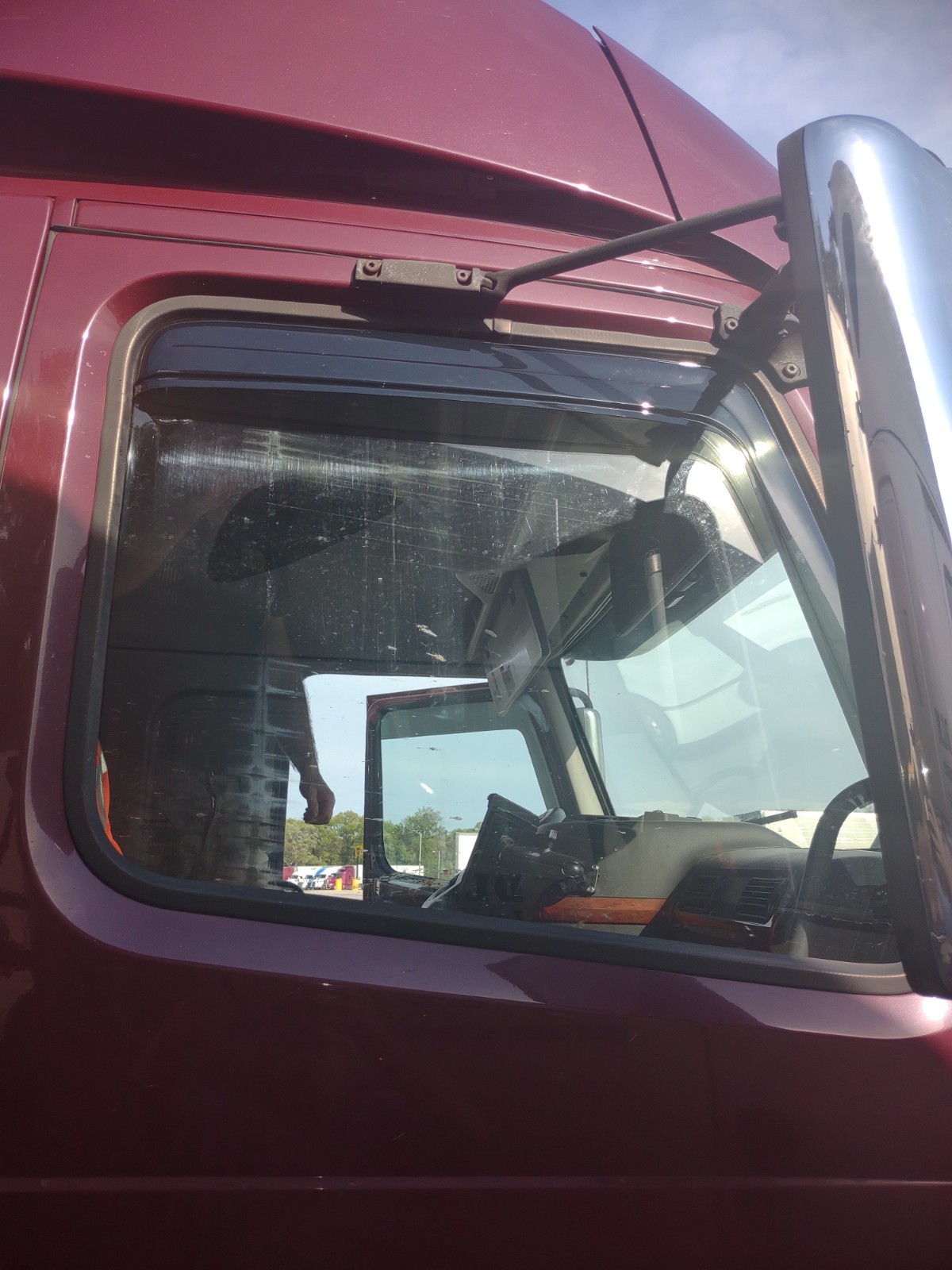 Wind and rain deflectors for Volvo VNL models semi trucks.