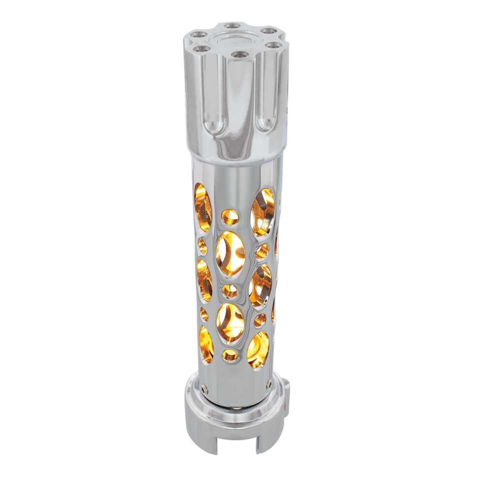 Chrome “Austin” LED Gun Cylinder Gearshift Speed Knob for 13/15/18 Speed – Amber