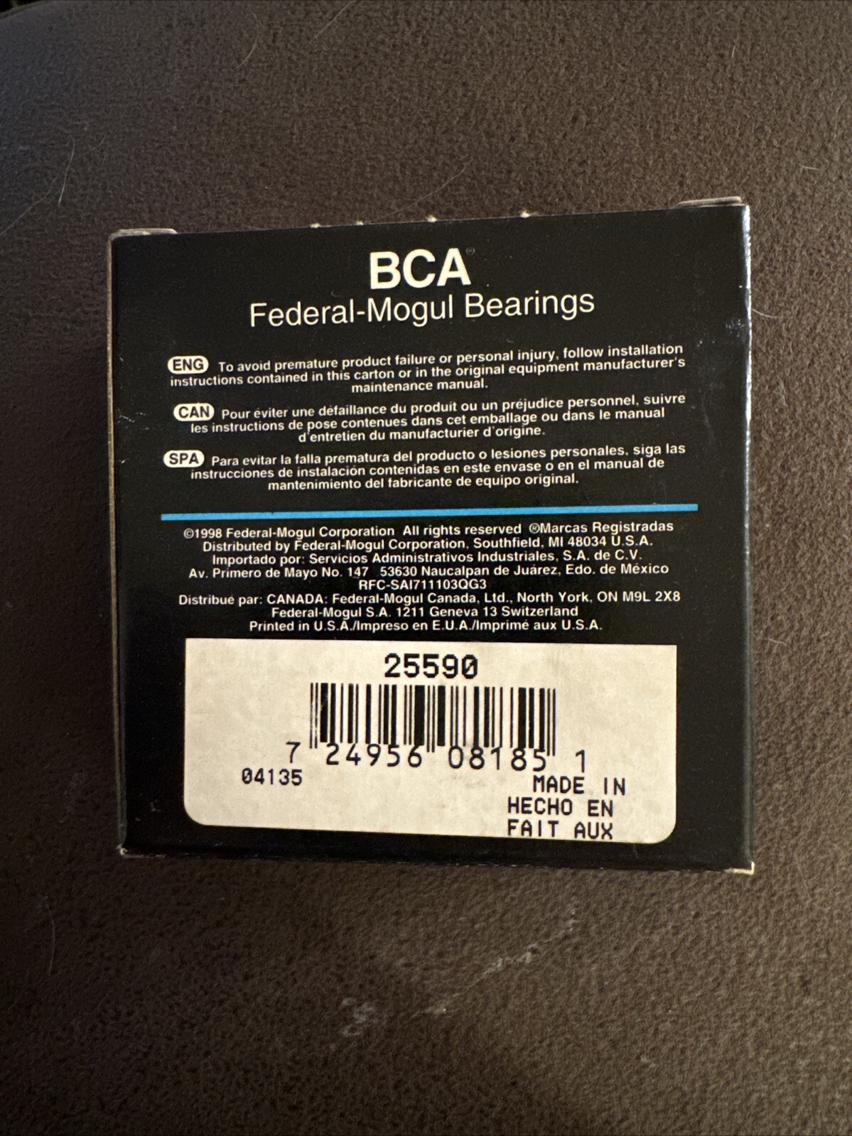 Federal Mogul 25590 BCA Bearing