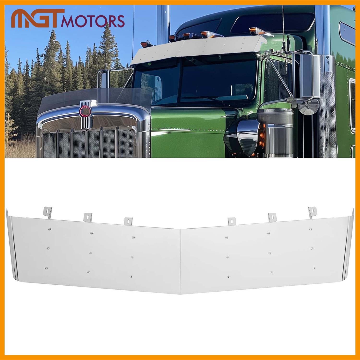 13″ Drop Sun Visor For Kenworth T800/W900/T300 84-98 Windshield Stainless Steel