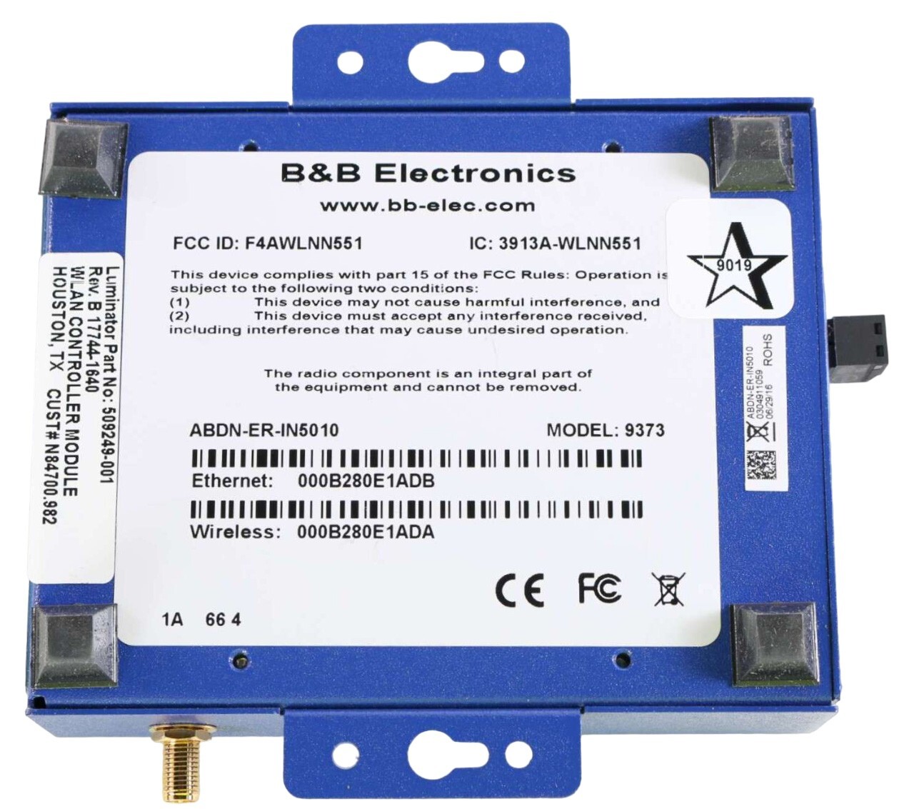 New 509249-001 REV B17744-1640 Luminator Technology Wireless Modem W/Lan Control