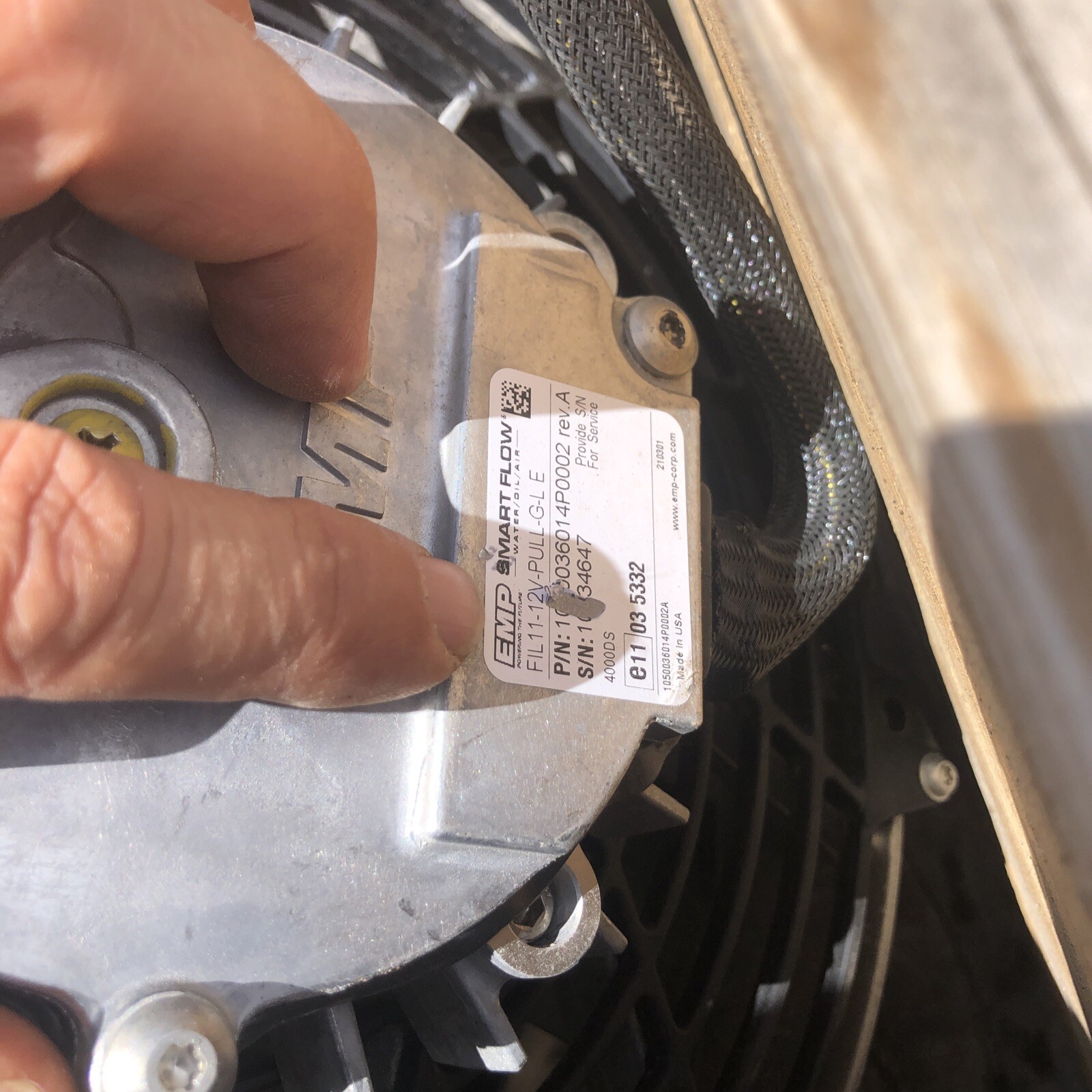 EMP 11 INCH FAN 12V “SMART FLOW” FIL11-12V-PULL-G-L E Pulled from EV prototype *