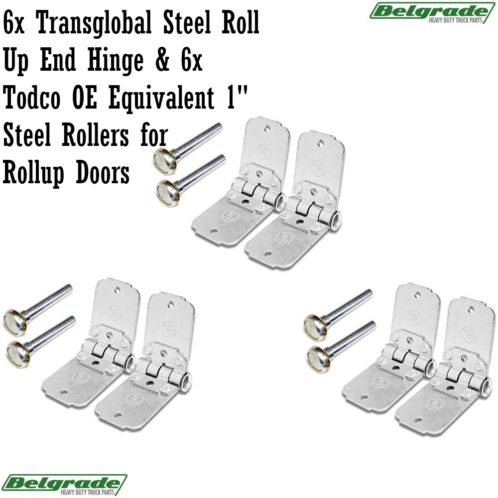 6x Transglobal Steel Roll Up End Hinge & 6x Todco OE Equivalent 1″ Steel Rollers