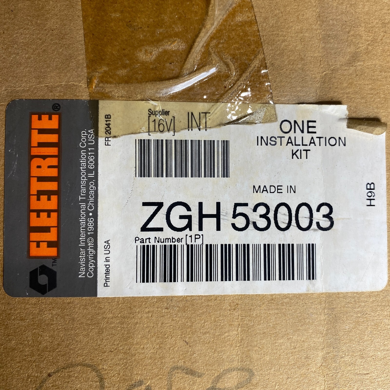FLEETRITE ZGH 53003 AIR CONDITIONER REPAIR ONE INSTALLATION KIT NAVISTAR USA 🔔