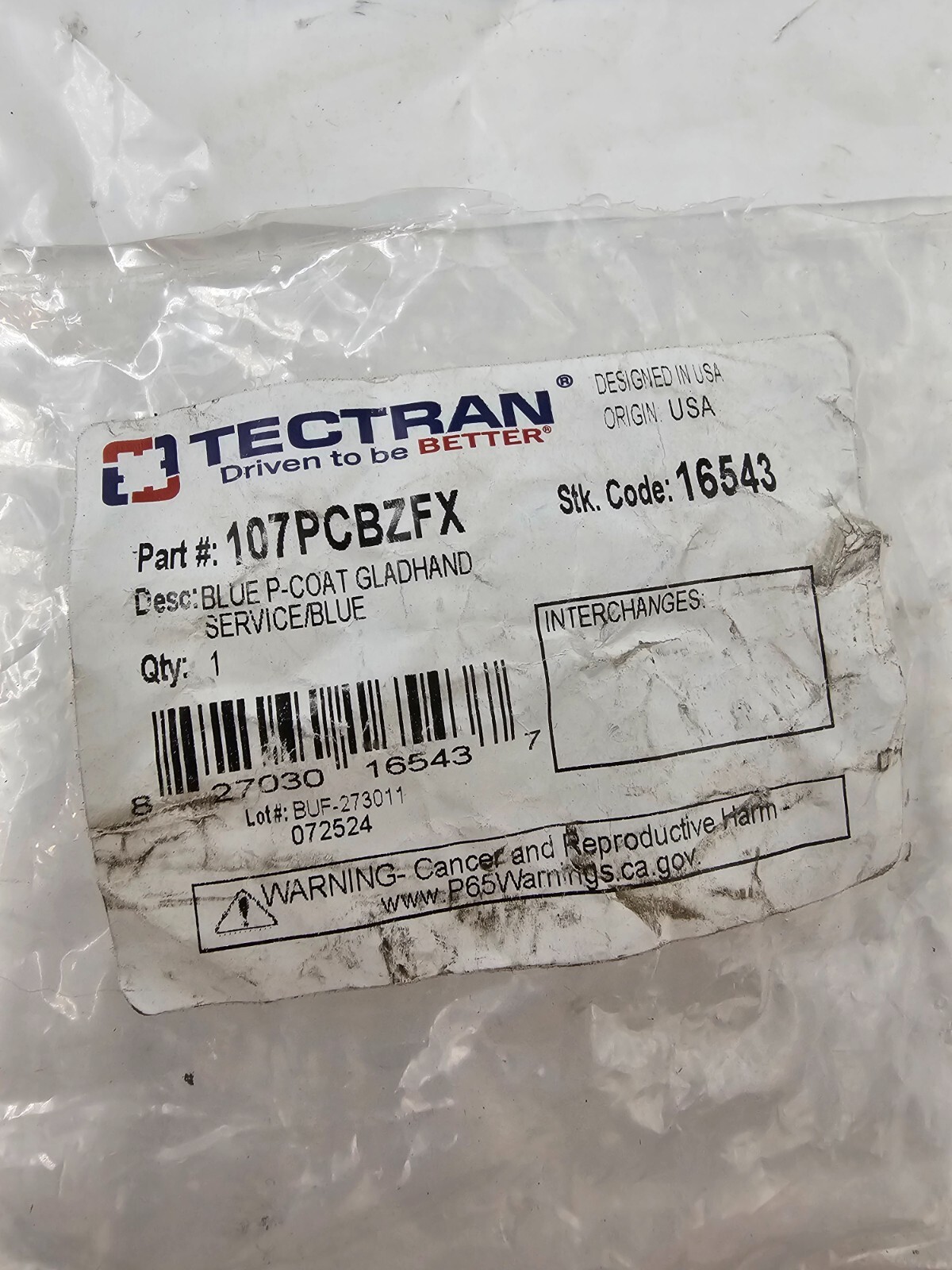 Tectran 107PCBZFX Service Gladhand Cast Iron Blue Powder Coated w/ Poly Seal