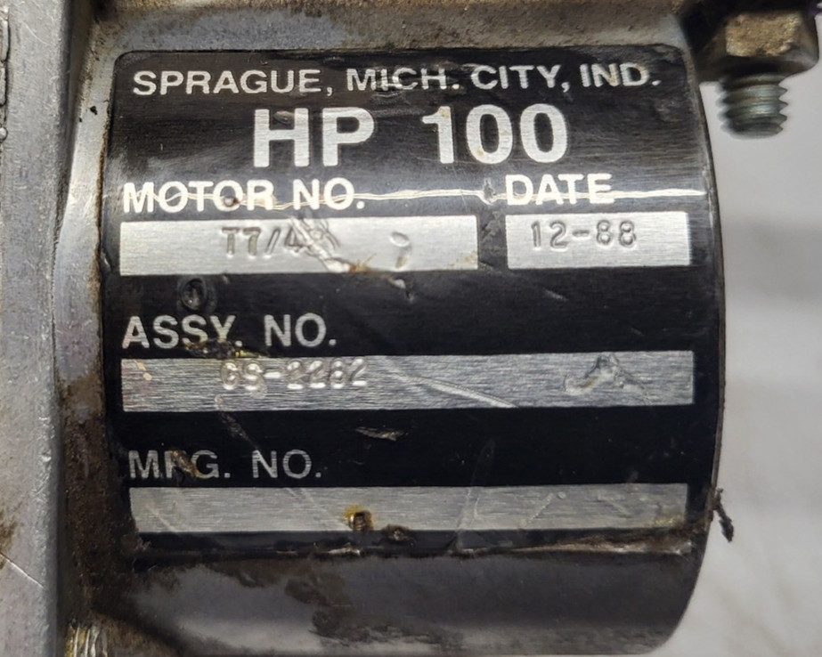 NOS – Vintage HP 100 Sprague Air Pressure Windshield Wiper Motor GS-2282 GS2282