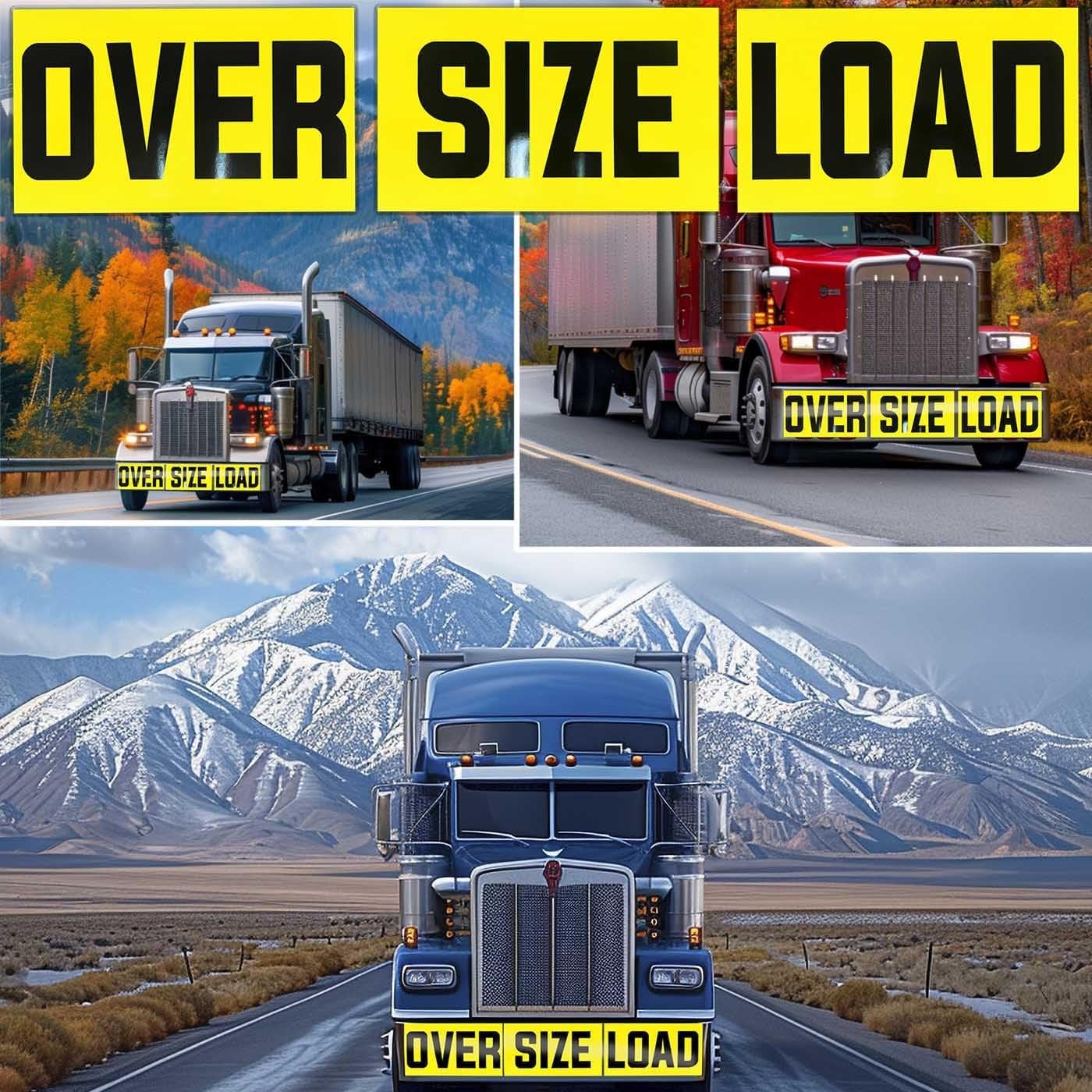 12″x60″ 3 piece Magnetic Oversize Load Sign for Escort/Pilot Car ~ Truck Safety