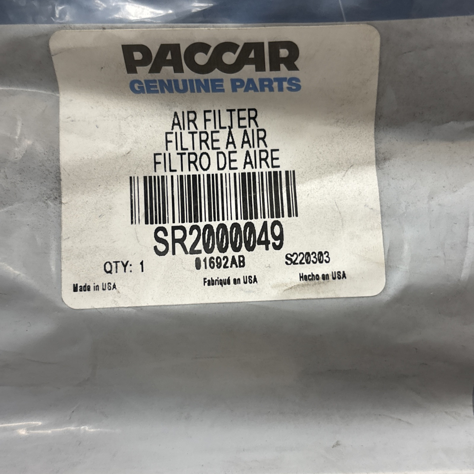 ~NEW GENUINE PACCAR PART ~ OEM ~ HVAC CABIN AIR FILTER ~ SR2000049