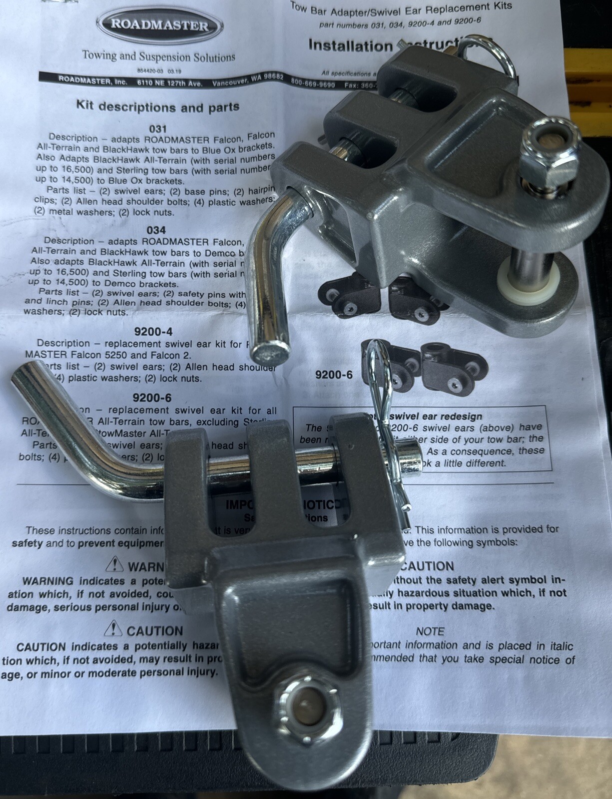 Roadmaster 031 Tow Bar Adapter *Read* New – Some Are Open Box