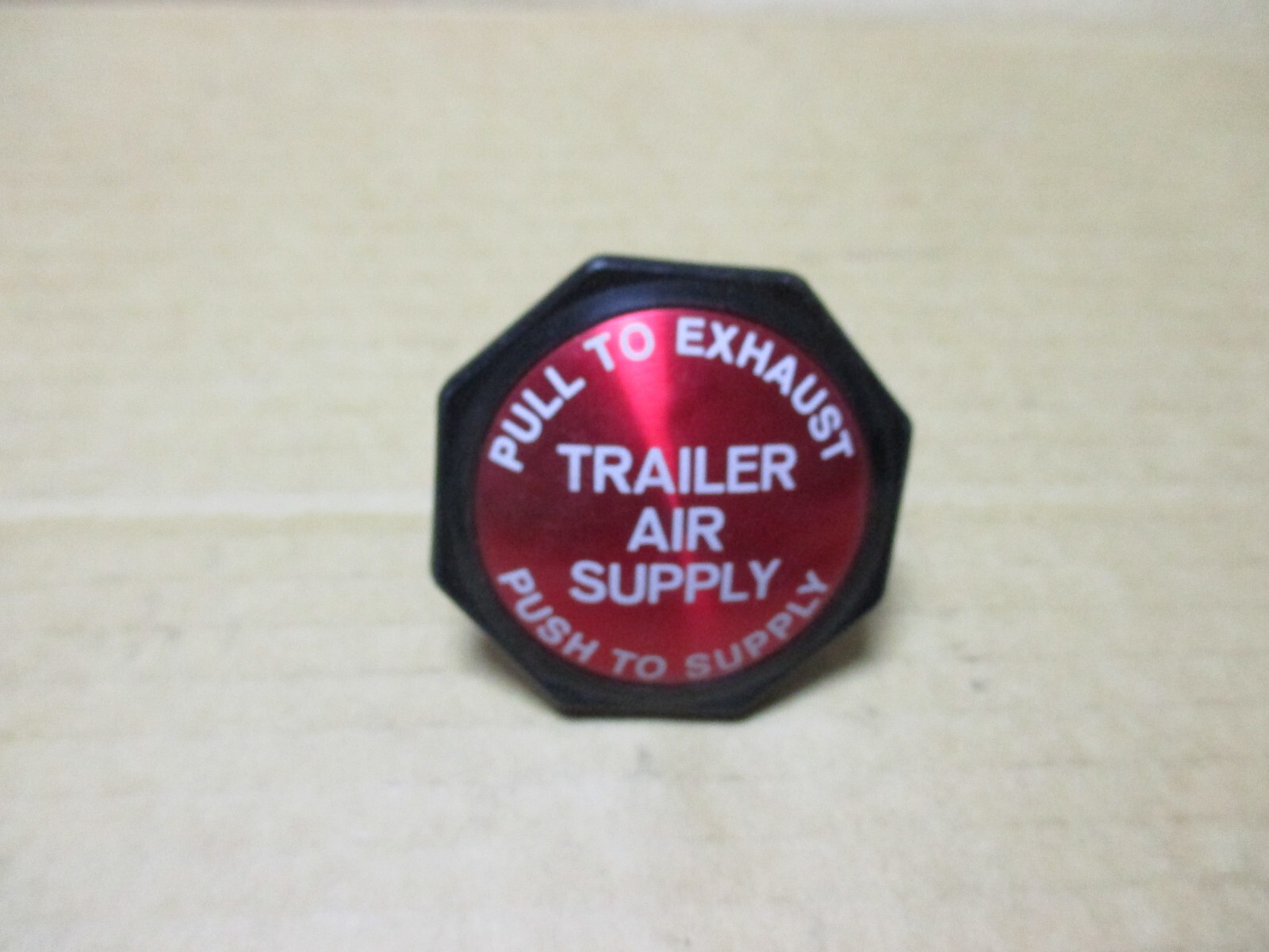 SEMI TRAILER AIR SUPPLY KNOB BLACK WITH RED & WHITE LETTERING TRUCK PARTS NEW
