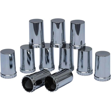 Torque Parts TR614 Wheel Lug Nut Cover 10 Pieces, 33mm, Chrome Cylinder, For Sem