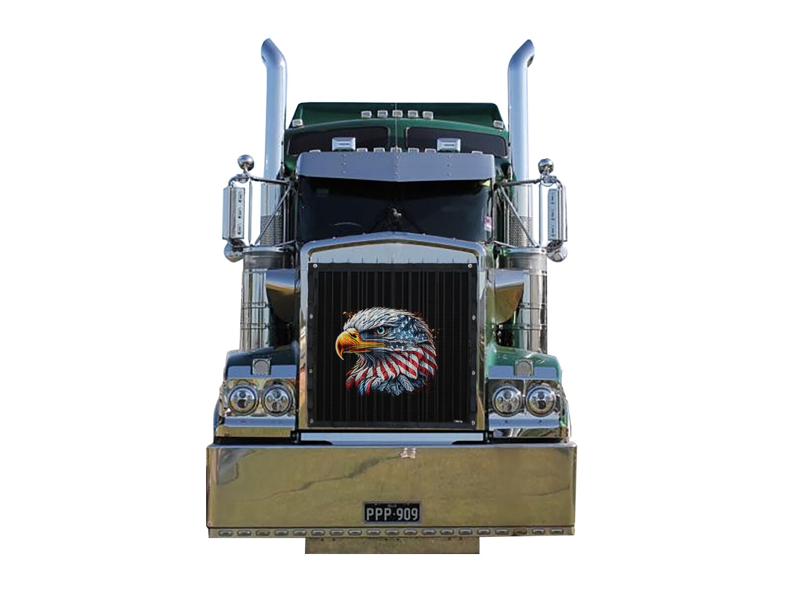 Premium Patriotic Eagle Head Mesh Bug Screen Fits Kenworth W900B by GrilleAdz