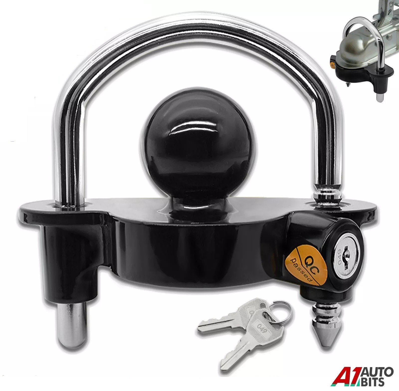 Trailer Hitch Lock 50mm Tow Ball Towing Bar Security Coupling Adjustable 2 Keys